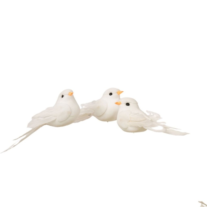 Colombe blanche sur clip 9 5 cm lot de 12  grossiste en colombes décoratives pour fleuristes