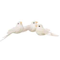 Colombe blanche sur clip 14 cm lot de 12  grossiste en colombes blanches pour fleuristes