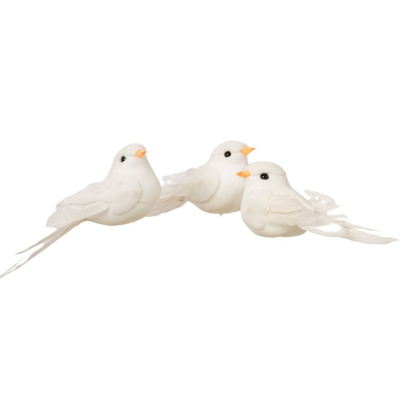 Colombe blanche sur clip 14 cm lot de 12  grossiste en colombes blanches pour fleuristes