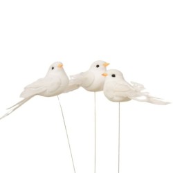 Colombe blanche sur pique 14 cm lot de 12  grossiste en colombes à piquer pour fleuristes