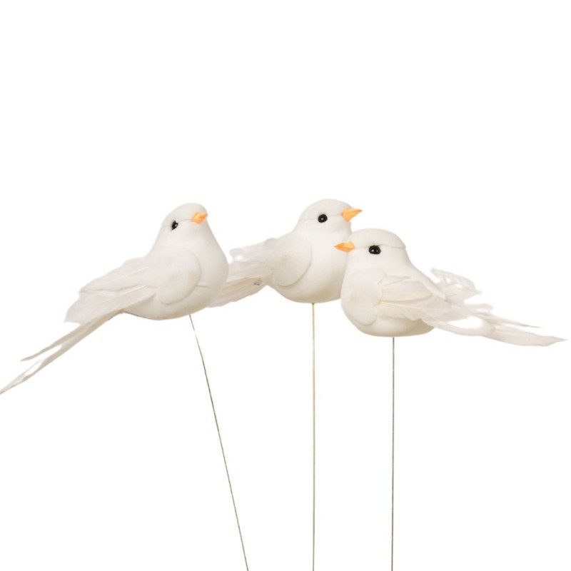 Colombe blanche sur pique 14 cm lot de 12  grossiste en colombes à piquer pour fleuristes