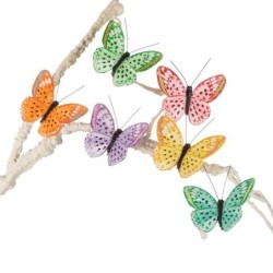 Papillon en plume sur clip à taches colorées Ø7 5 cm lot de 12  grossiste en papillons en plume