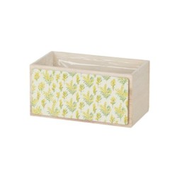 Jardinière en bois motif mimosa 18 x 10 H.9 cm  grossiste en contenants pour fleuristes