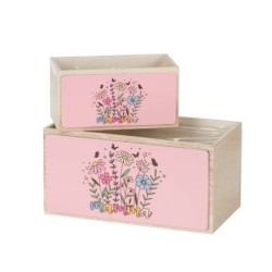 Jardinière en bois fleurs maman rose lot de 2 gigognes  vente en gros pour fleuristes