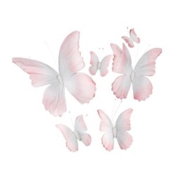 Papillons en tissu rose lot de 6 tailles  grossiste en décoration de vitrine de printemps