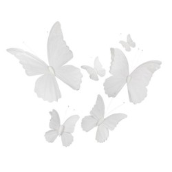 Papillons en tissu blanc lot de 6 tailles  vente en gros pour fleuristes et commerçants