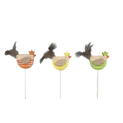 Pique poule avec queue en plume Ø10 H.45 cm - grossiste en décoration de Pâques