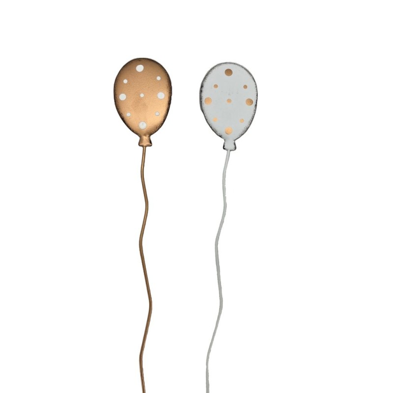 Pique ballon en métal or et blanc Ø4 5 H.45 cm lot de 12 - grossiste en décoration de fête