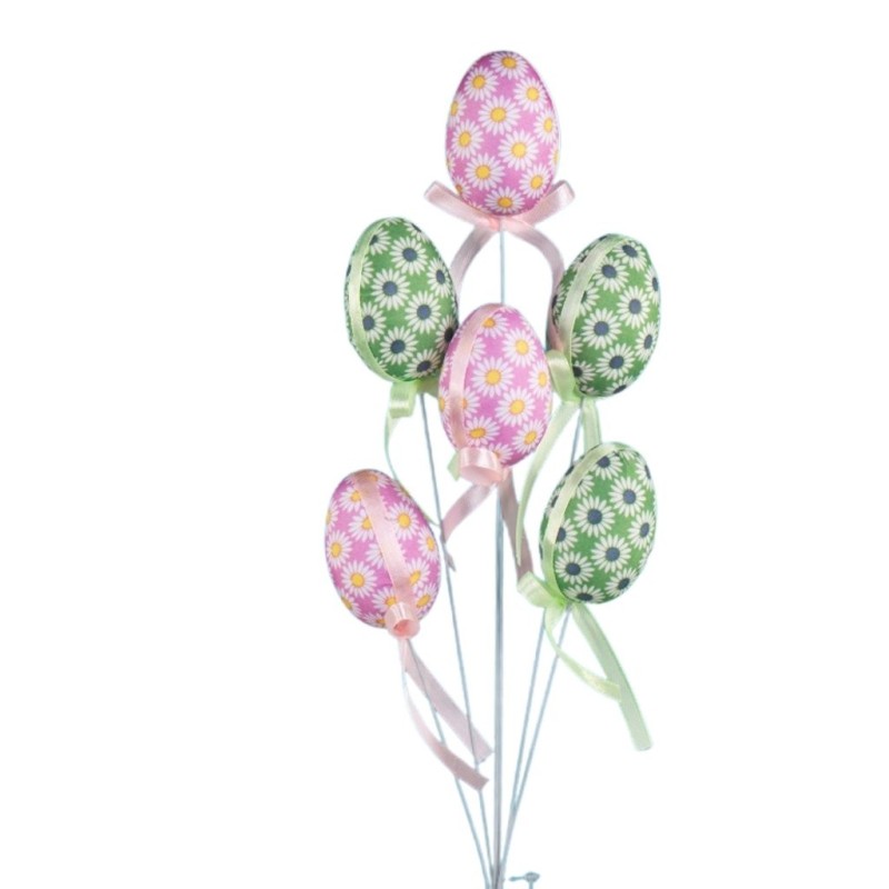 Pique œuf de Pâques en tissu à marguerites Ø6 H.45 cm - grossiste en décoration de Pâques