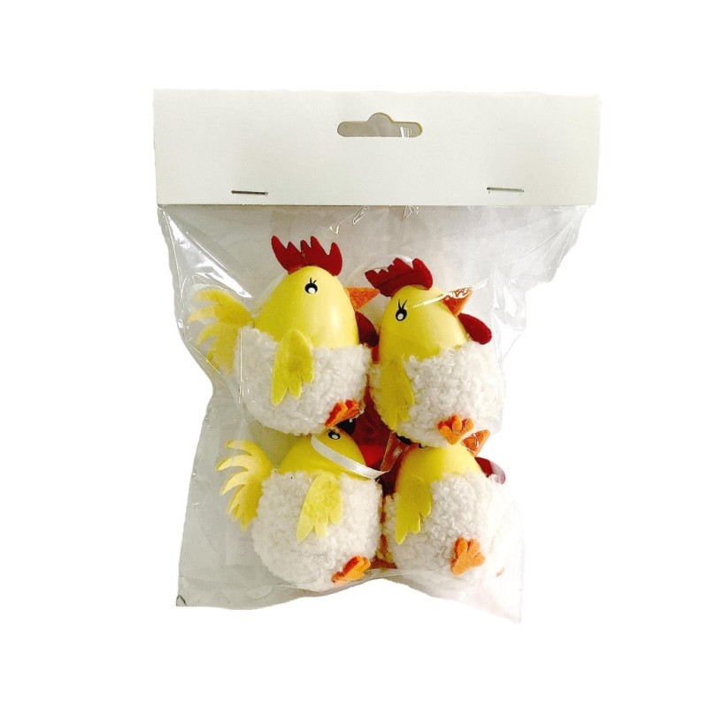 Coq de Pâques 3D Ø6 cm en sachet de 4 - grossiste en décoration de Pâques pour fleuristes