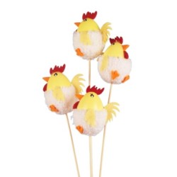Pique coq de Pâques 3D Ø6 H.45 cm lot de 4 - grossiste en décoration de Pâques