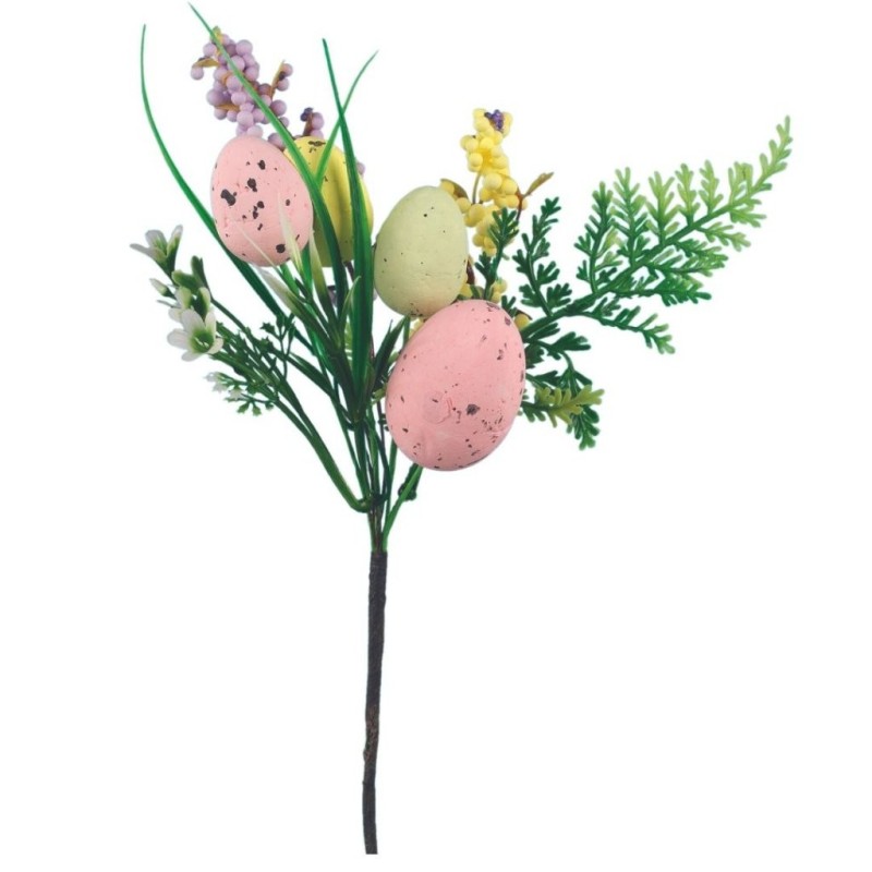 Bouquet de Pâques à piquer avec œufs H.15 cm lot de 4 - grossiste en décoration de Pâques
