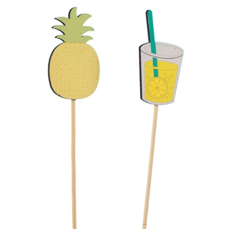 Pique ananas et cocktail H.40 cm lot de 12 - grossiste en décoration de fête pour fleuristes