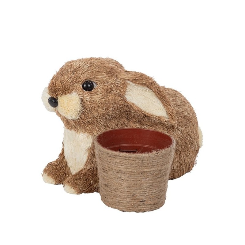 Lapin porte-pot en herbe 24 x 18 H.16 5 cm - grossiste en contenants de Pâques pour fleuristes