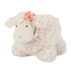 Mouton cale-porte en tissu crème H.24 cm  grossiste en cadeaux de naissance  vente en gros pour fleuristes