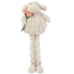 Mouton cale-porte en tissu à jambes extensibles H.55 cm  grossiste en peluches de printemps