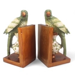 Serre-livres perroquet vert en poly-résine set de 2  grossiste en objets déco  vente en gros pour fleuristes