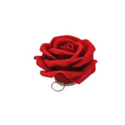 Rose en mousse rouge Ø7 cm à poser ou accrocher  grossiste en fleurs décoratives pour fleuristes