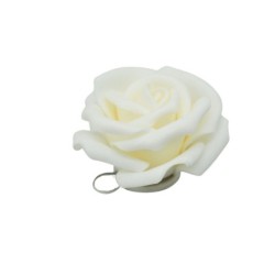 Rose en mousse blanche Ø7 cm à poser ou accrocher  grossiste en fleurs décoratives pour fleuristes