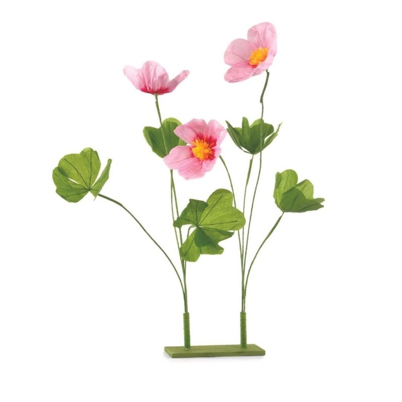 Fleur géante en papier rose sur socle H.80 cm  grossiste en fleurs géantes  vente en gros pour fleuristes
