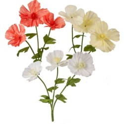 Set de 3 bouquets de pavots géants en tissu H.100 cm  grossiste en fleurs géantes pour fleuristes