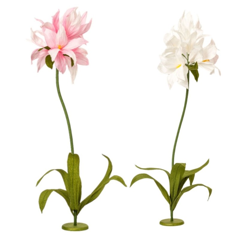 Lys géant en papier sur socle H.140 cm  rose ou blanc  grossiste en fleurs géantes pour fleuristes