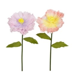 Camélia géant en papier Ø45 H.140 cm lilas ou pêche  grossiste en fleurs géantes pour fleuristes