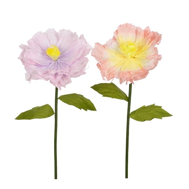 Camélia géant en papier Ø45 H.140 cm lilas ou pêche  grossiste en fleurs géantes pour fleuristes
