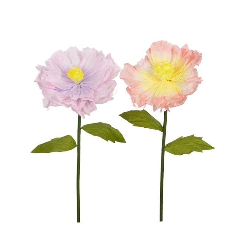 Camélia géant en papier Ø35 H.105 cm lilas ou pêche  grossiste en fleurs géantes pour fleuristes