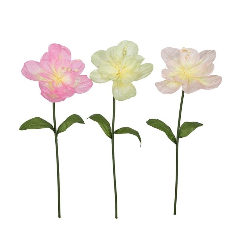 Fleur géante lis en papier H.145 cm  3 couleurs pastel - grossiste en fleurs en papier