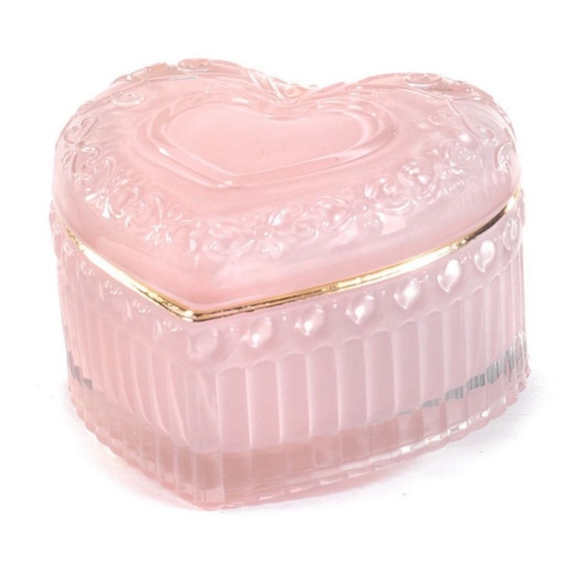 Boîte cœur décorée rose et or Ø9 H.6 cm - grossiste en emballage cadeau