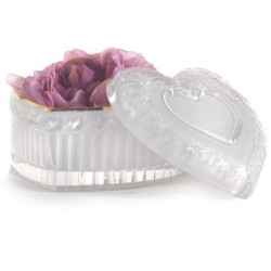 Boîte cœur décorée blanche et or Ø9 H.6 cm - grossiste en boîtes à dragées
