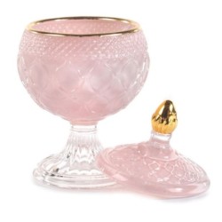 Boîte bonbonnière rose sur pied avec couvercle Ø8 5 H.15 cm - grossiste en emballage cadeau