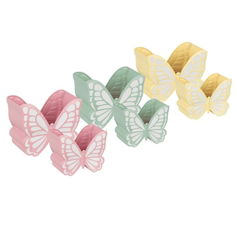 Cache-pot papillon en métal  lot de 2  3 couleurs pastel - grossiste en cache-pots originaux