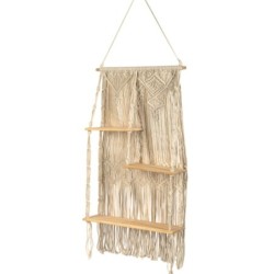 Étagère murale en macramé coton et bois L.53 H.93 cm - grossiste en décoration pour boutiques