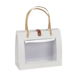 Sac cadeau à fenêtre blanc 28 x 11 5 H.23 cm - grossiste en emballage pour commerçants