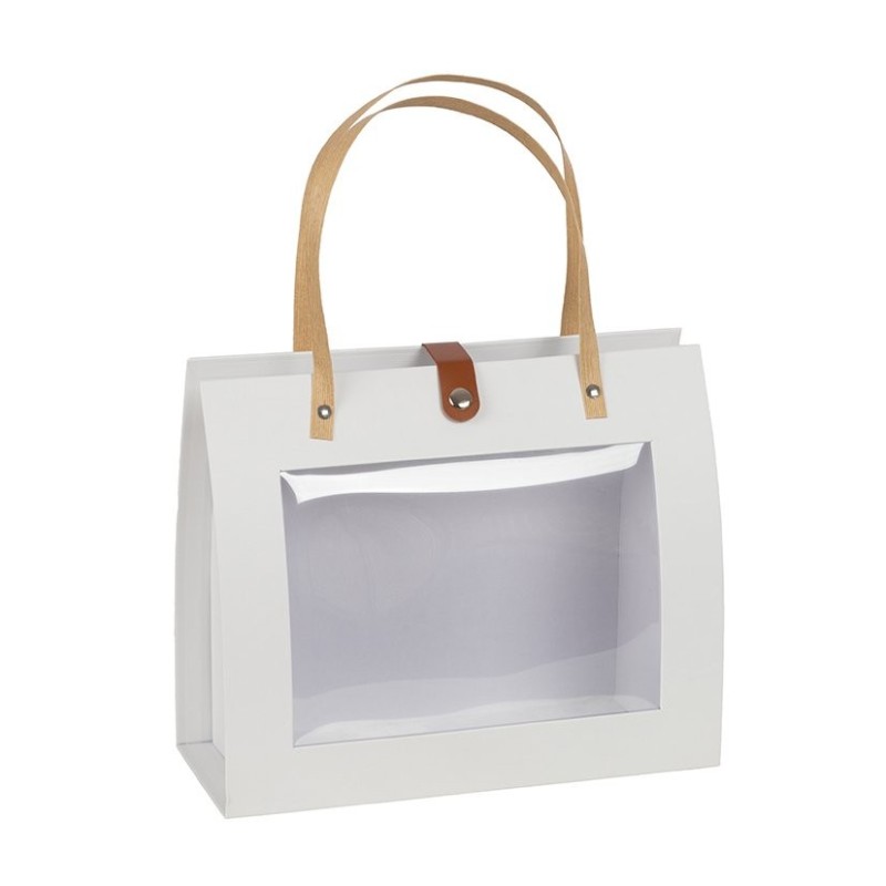 Sac cadeau à fenêtre blanc 28 x 11 5 H.23 cm - grossiste en emballage pour commerçants