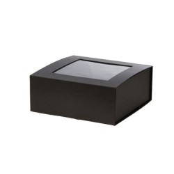 Boîte carrée à fenêtre noire en papier 30 x 30 H.12 cm - grossiste en emballage pour commerçants