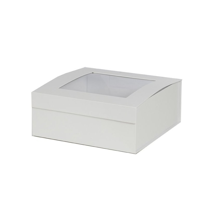 Boîte carrée à fenêtre blanche en papier 30 x 30 H.12 cm - grossiste en emballage pour commerçants