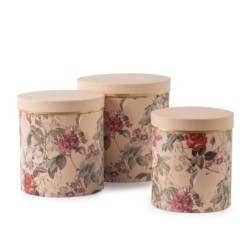 Boîte ronde à fleurs rose en papier  lot de 3 - grossiste en boîtes à fleurs pour fleuristes
