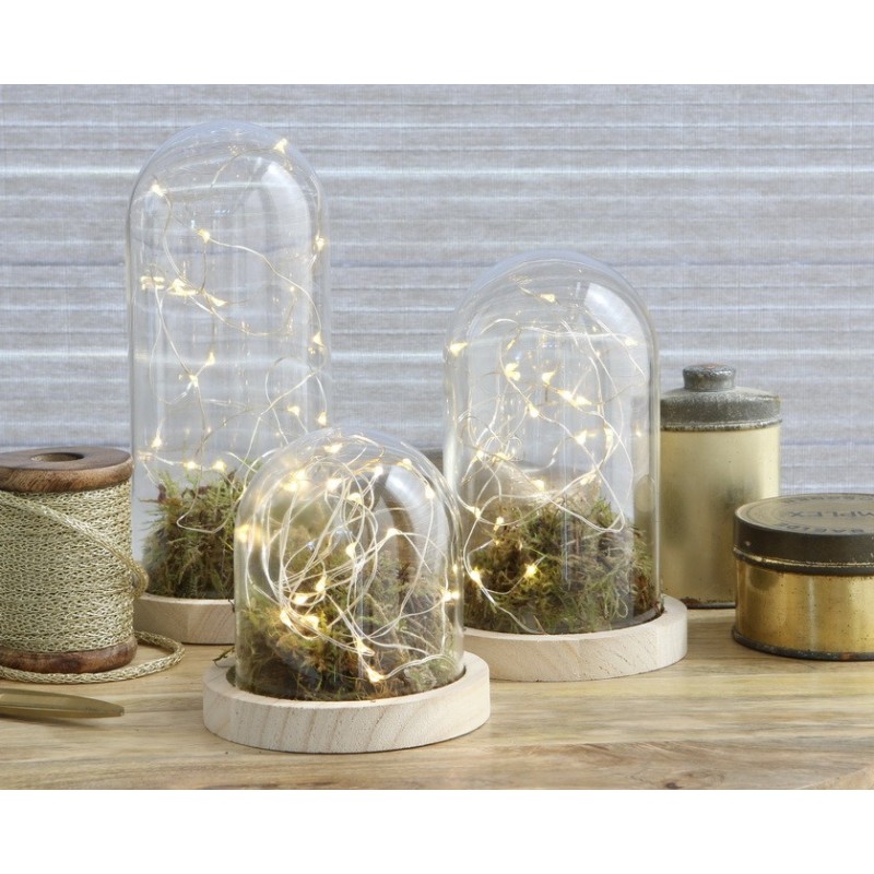 Cloche en verre sur socle bois Ø10 H.10 cm – grossiste en verrerie