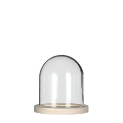 Cloche en verre sur socle bois Ø12 H.13 cm – grossiste en verrerie