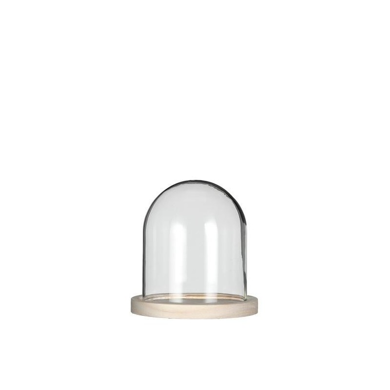 Cloche en verre sur socle bois Ø12 H.13 cm – grossiste en verrerie