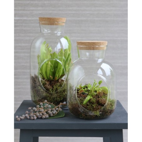 Bouteille cylindre en verre avec bouchon Ø12 H.18 cm – vente en gros verrerie pour fleuristes