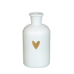 Vase en verre Riga cœur doré blanc Ø7 H.12 cm – vase en verre en gros
