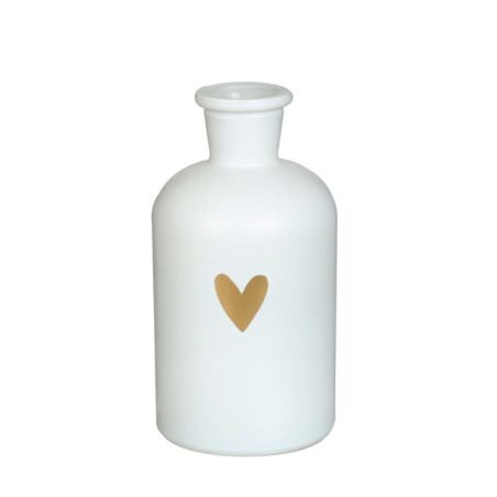 Vase en verre Riga cœur doré blanc Ø7 H.12 cm – vase en verre en gros