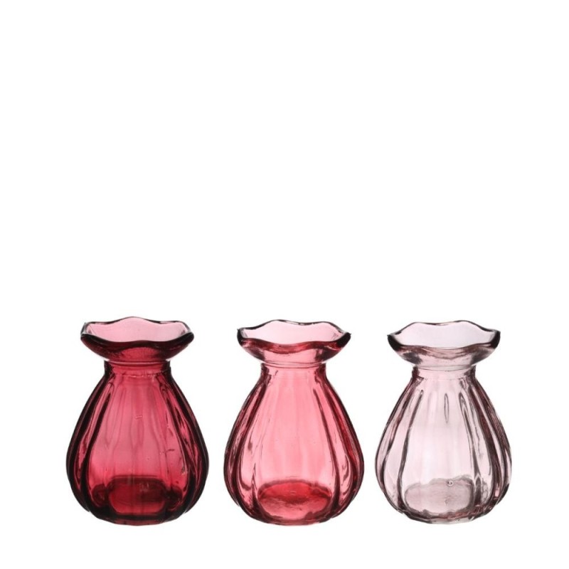 Vase fleur en verre Ø7 H.9 cm rose – vase en verre en gros