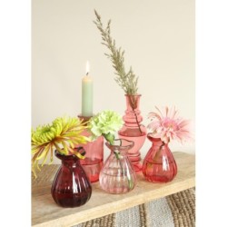 Vase fleur en verre Ø7 H.9 cm rose – vente en gros verrerie pour fleuristes