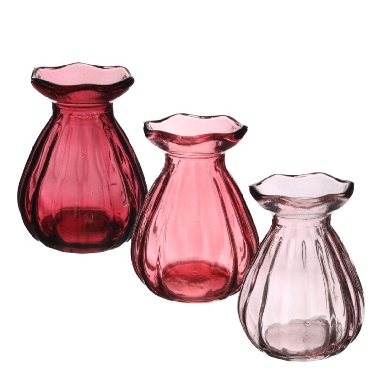Vase fleur en verre Ø7 H.9 cm rose – vase en verre pour fleuristes et décorateurs à prix grossiste