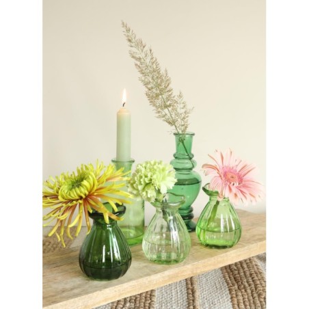 Vase fleur en verre Ø7 H.9 cm vert – vases en gros